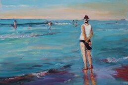 Frau am Meer, 2025, 110x160, Öl/Leinwand