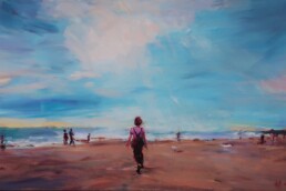 Strandläuferin 2, 2025, 90 x 150, Öl/Leinwand