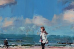 Frau am Strand, 2024/25, 90x60, Öl/Leinwand